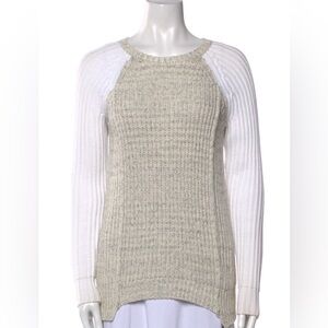 Rebecca Taylor Beige and White Crew Neck Sweater GREAT CONDITION!!!